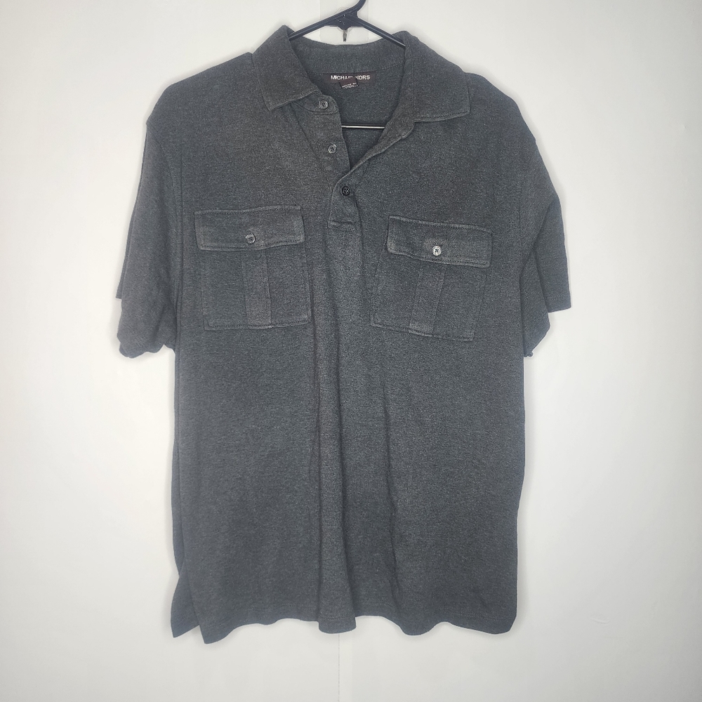 Michael Kors Dark Grey Men's Casual Shirt Sleeve Shirt, XL
